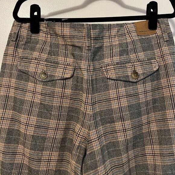 American Eagle Super High-Rise Baggy Wide Leg Jeans, Plaid - Size 10 Short - Picture 9 of 12